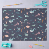 Papier Mousseline Aquarelle Océan Sea Animaux Motif bleu (Artisanat)