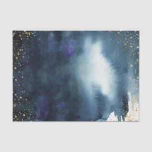 Papier Mousseline Aquarelle Ombre d'or de bleu marine
