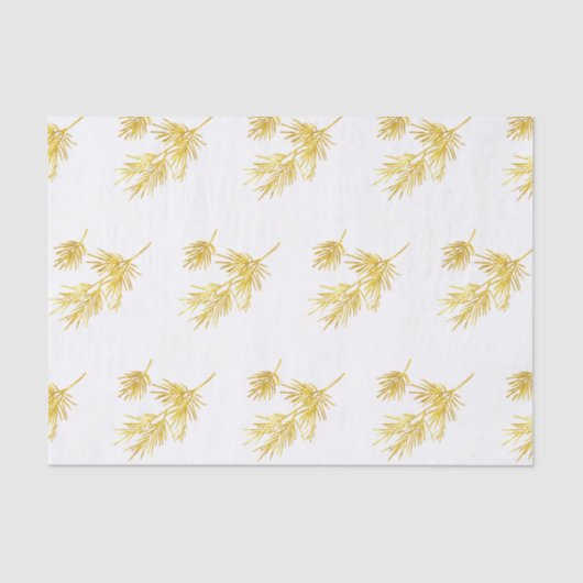 Papier Mousseline Aquarelle or aiguilles de pin Motif (Recto)