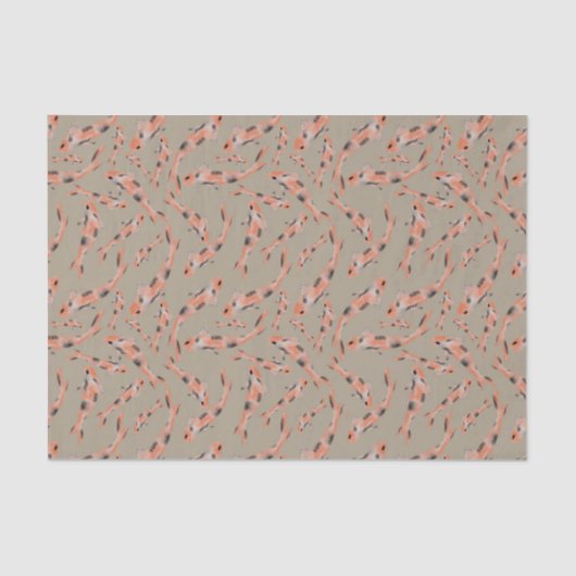 Papier Mousseline Aquarelle Orange Koi Fish Taupe Motif (Recto)
