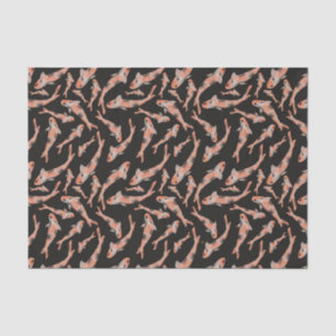 Papier Mousseline Aquarelle Orange Koi Motif de poisson noir