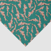 Papier Mousseline Aquarelle orange Koi Poisson Motif Turquoise (Détail)