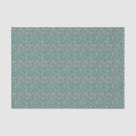 Papier Mousseline Aquarelle orange Koi poisson Motif Turquoise (Recto)