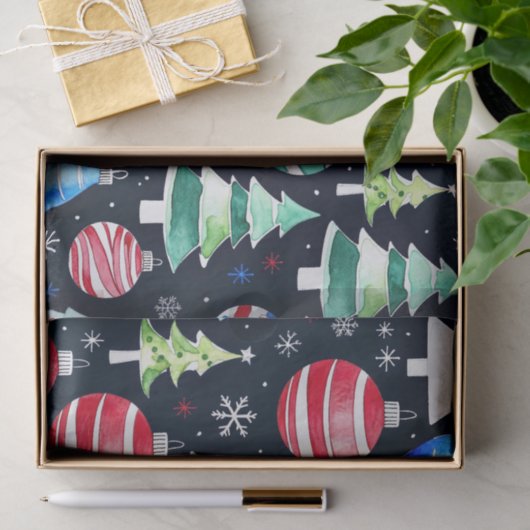 Papier Mousseline Aquarelle ornements de Noël (Cadeau)