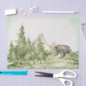 Papier Mousseline Aquarelle Ours paysage hiver Découpage (Artisanat)