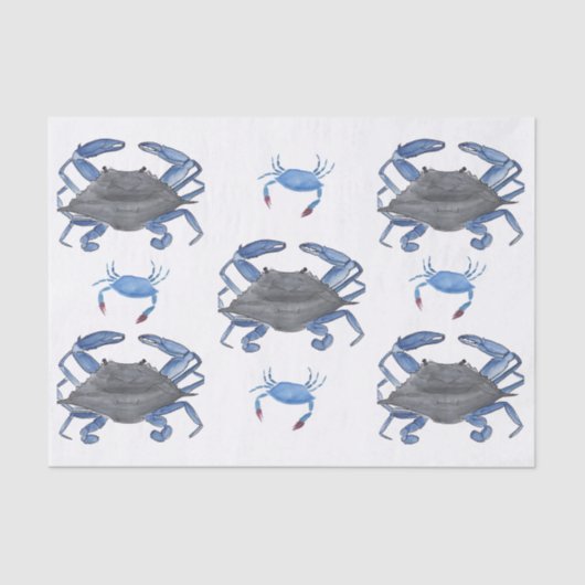 Papier Mousseline Aquarelle Papier Tissu Crabes Bleus (Recto)
