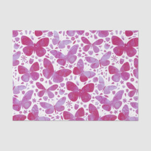 Papier Mousseline Aquarelle Papillon Motif rose