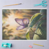 Papier Mousseline Aquarelle Papillon pourpre sur une feuille de déco (Artisanat)