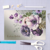 Papier Mousseline Aquarelle Party violet rose Fleurs or Élégant (Artisanat)