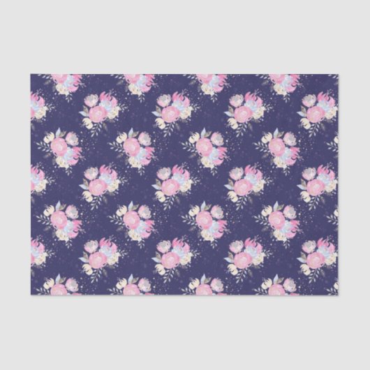 Papier Mousseline Aquarelle Pastel Fleurs avec Parties scintillant (Recto)