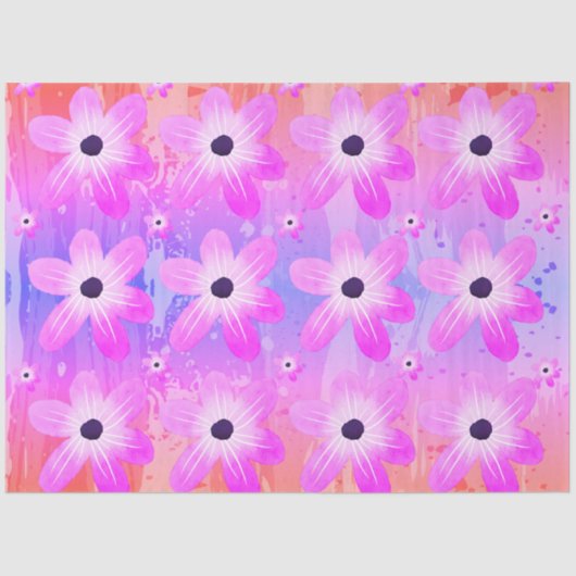 Papier Mousseline Aquarelle Pastel Jolie Fleurs Roses (Recto)