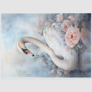 Papier Mousseline Aquarelle pastel vert pêche brun blanc cygne