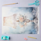 Papier Mousseline Aquarelle pastel vert pêche lanterne rétro (Artisanat)