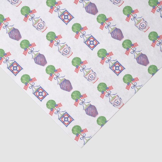 Papier Mousseline Aquarelle Patriotique American Flag Topiary (Détail)