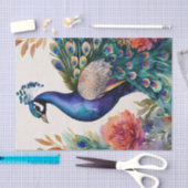 Papier Mousseline Aquarelle Peacock Art Floral (Artisanat)