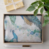 Papier Mousseline Aquarelle Peacock, papillons et fleurs bleues (Cadeau)