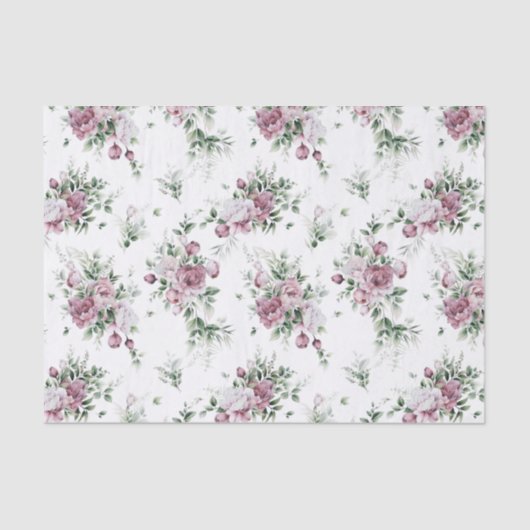 Papier Mousseline Aquarelle Peonies roses et verdure (Recto)