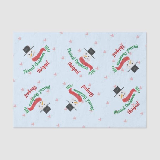 Papier Mousseline Aquarelle personnalisée Snowman Merriest Christmas (Recto)