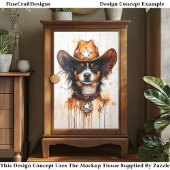Papier Mousseline Aquarelle Petit Chien Sheriff Sheriff Chien DP3 Dé