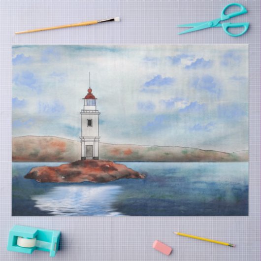 Papier Mousseline Aquarelle phare 20x30 Découpage (Artisanat)