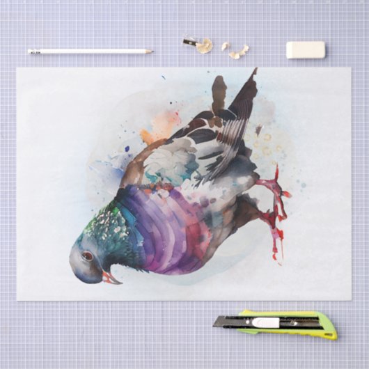 Papier Mousseline Aquarelle Pigeon Bird (Artisanat)