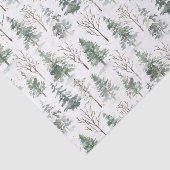 Papier Mousseline Aquarelle Pine Arbres hiver Noël (Détail)