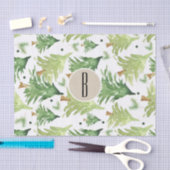 Papier Mousseline Aquarelle Pine Arbres Moderne Rustique Monogramme  (Artisanat)