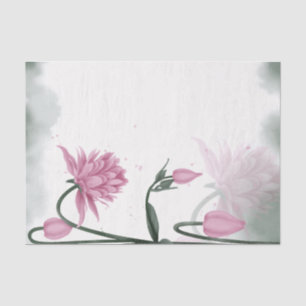 Papier Mousseline Aquarelle Pink Flower Floral Decoupage