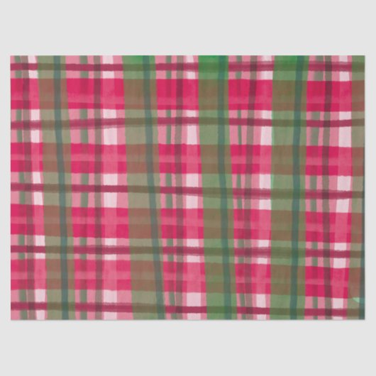 Papier Mousseline Aquarelle Plaid Main-Drake Moderne Rustique Preppy (Recto)