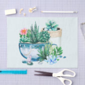 Papier Mousseline Aquarelle Plantes succulents dans les pots (Artisanat)