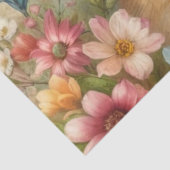 Papier Mousseline Aquarelle Portrait de lapin et fleurs (Détail)