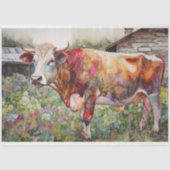 Papier Mousseline Aquarelle psychédélique Vache 2 papier découpage (Recto)