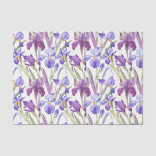 Papier Mousseline Aquarelle Purple Iris Fleurs