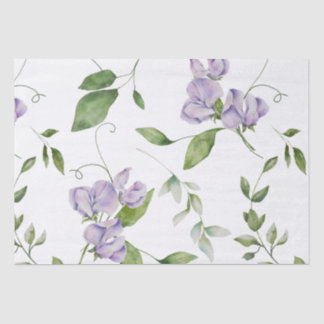 Papier Mousseline Aquarelle Purple Pois Doux Fleurs