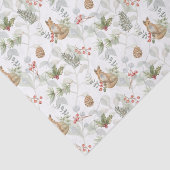 Papier Mousseline Aquarelle Renard de Noël, Branches de pins, Baies (Détail)