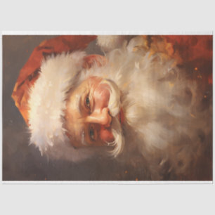 Papier Mousseline Aquarelle rétro Santa Claus casquette rouge souria