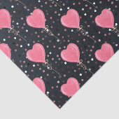 Papier Mousseline Aquarelle romantique Coeurs roses Ballons Confetti (Détail)