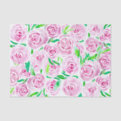 Papier Mousseline Aquarelle romantique Roses roses roses avec Feuill (Recto)