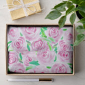 Papier Mousseline Aquarelle romantique Roses roses roses avec Feuill (Cadeau)