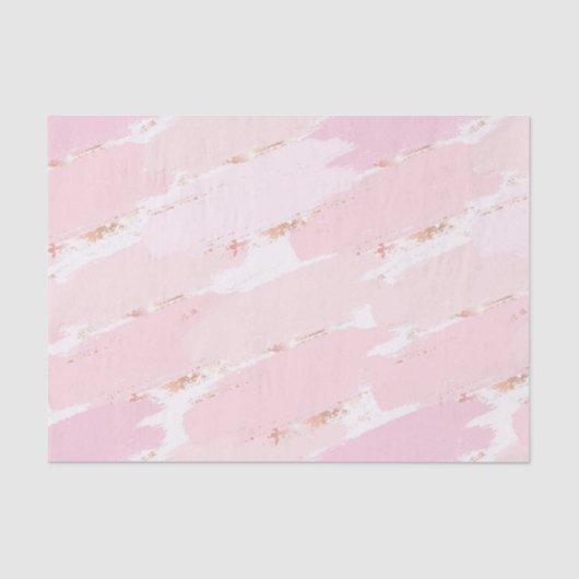 Papier Mousseline Aquarelle rose brosse avec huile or Rose (Recto)