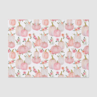 Papier Mousseline Aquarelle rose Citrouille Florals Pastel Rose