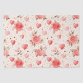 Papier Mousseline Aquarelle rose de Valentine Roses et coeurs (Recto)