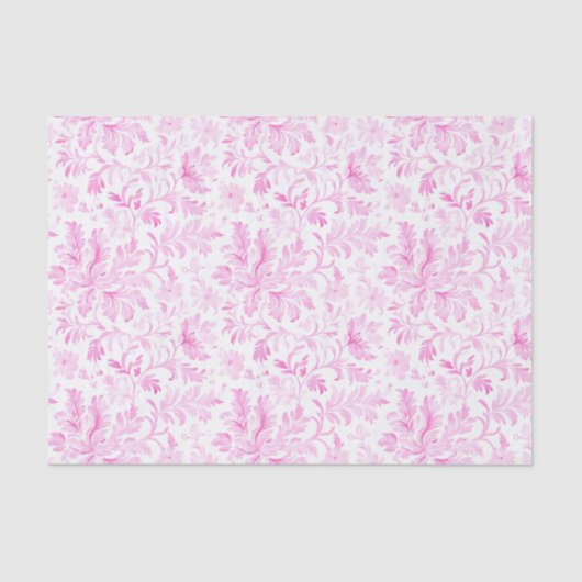 Papier Mousseline Aquarelle rose et blanc Floral (Recto)