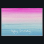 Papier Mousseline Aquarelle rose et bleu Ombre | Joyeux anniversaire<br><div class="desc">Lavage aquarelle dégradé de couleurs vives rose et bleu. Il est écrit "Joyeux anniversaire" sur le tissu. Customisez le texte si vous le souhaitez.</div>