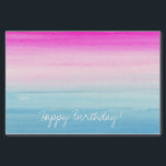 Papier Mousseline Aquarelle rose et bleu Ombre | Joyeux anniversaire<br><div class="desc">Lavage aquarelle dégradé de couleurs vives rose et bleu. Il est écrit "Joyeux anniversaire" sur le tissu. Customisez le texte si vous le souhaitez.</div>