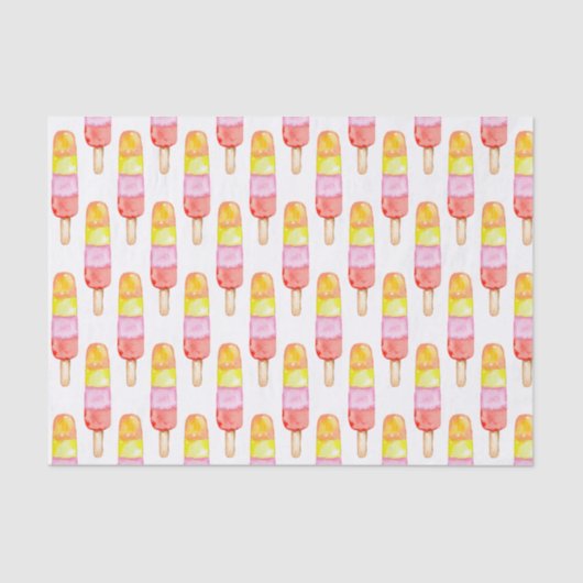 Papier Mousseline Aquarelle rose et rouge Popsicles (Recto)