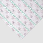 Papier Mousseline Aquarelle rose et vert Mahjong (Détail)