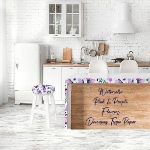 Papier Mousseline Aquarelle rose et violet Fleurs de découpage Tissu