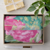 Papier Mousseline Aquarelle rose Fleurs tropicales Encre d'alcool (Cadeau)