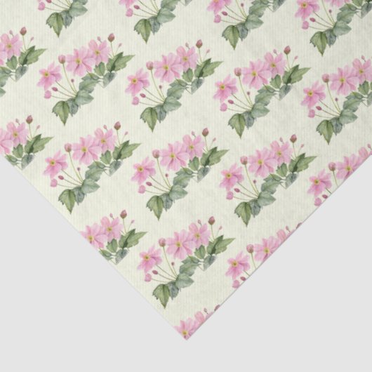 Papier Mousseline Aquarelle rose japonais anémone illustration (Détail)